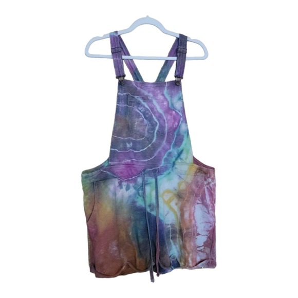 Pants - Artisan multicolored hand dyed shorts overalls - XL